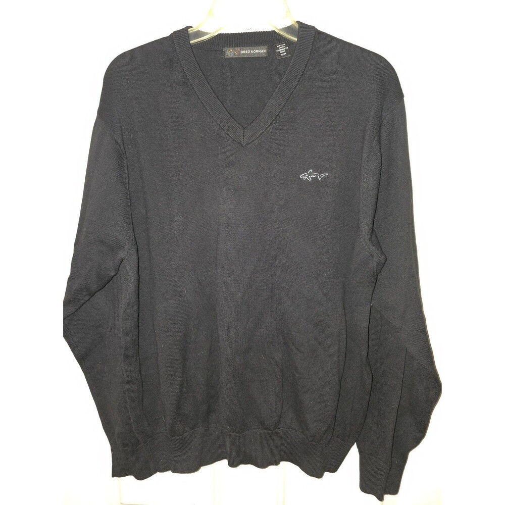 Greg Norman Medium Men's V-Neck 100% Cotton sweater - Black